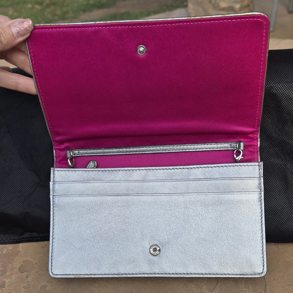 Coach Pink and Silver Vintage 2009 Wallet With Shoulder Strap - Picture 3 of 12